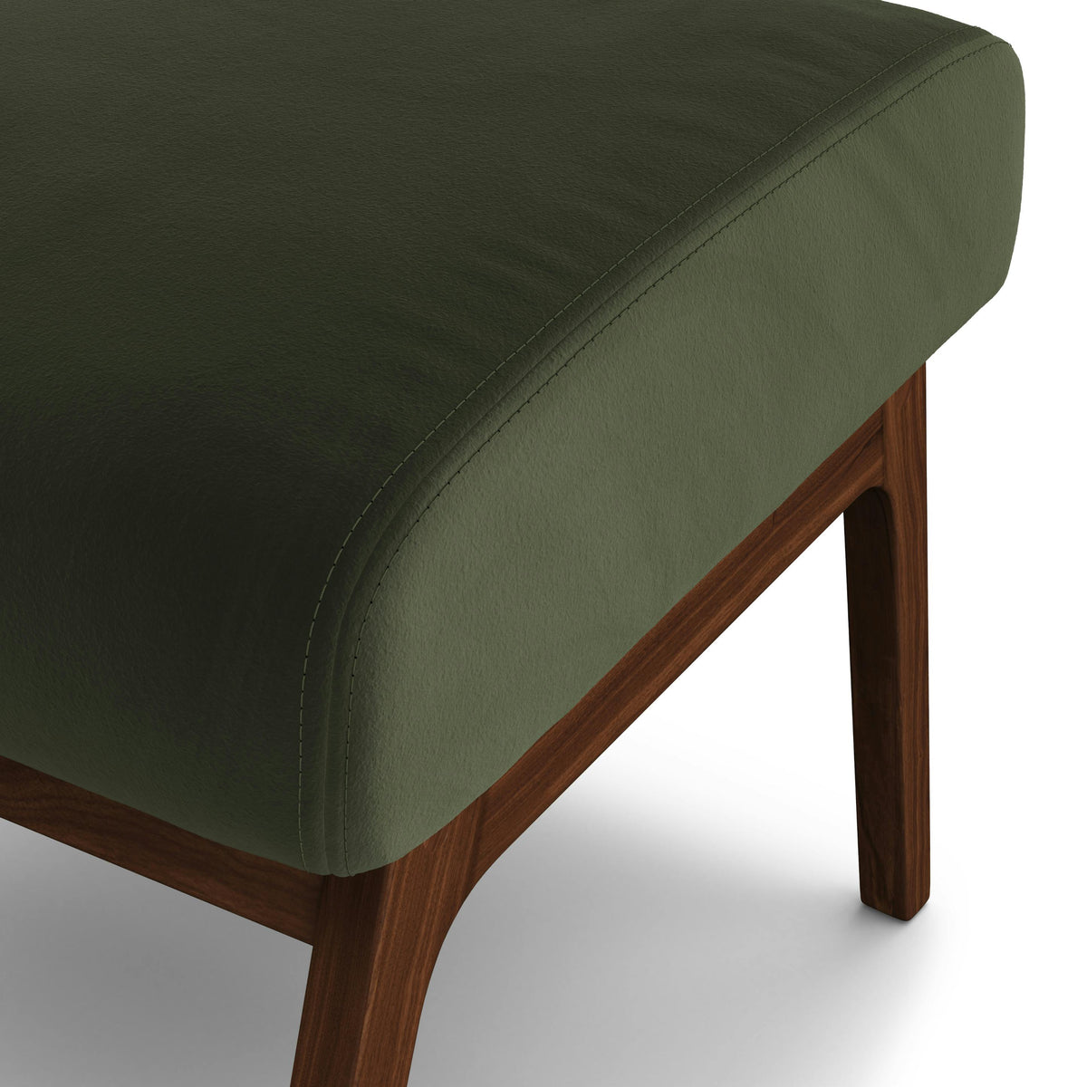 Otio 22" Velvet Ottoman - Walnut and Hale Fir Green
