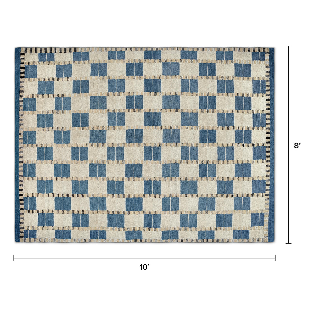 Jaris 8 x 10 Rug - Blue Quilt Checks