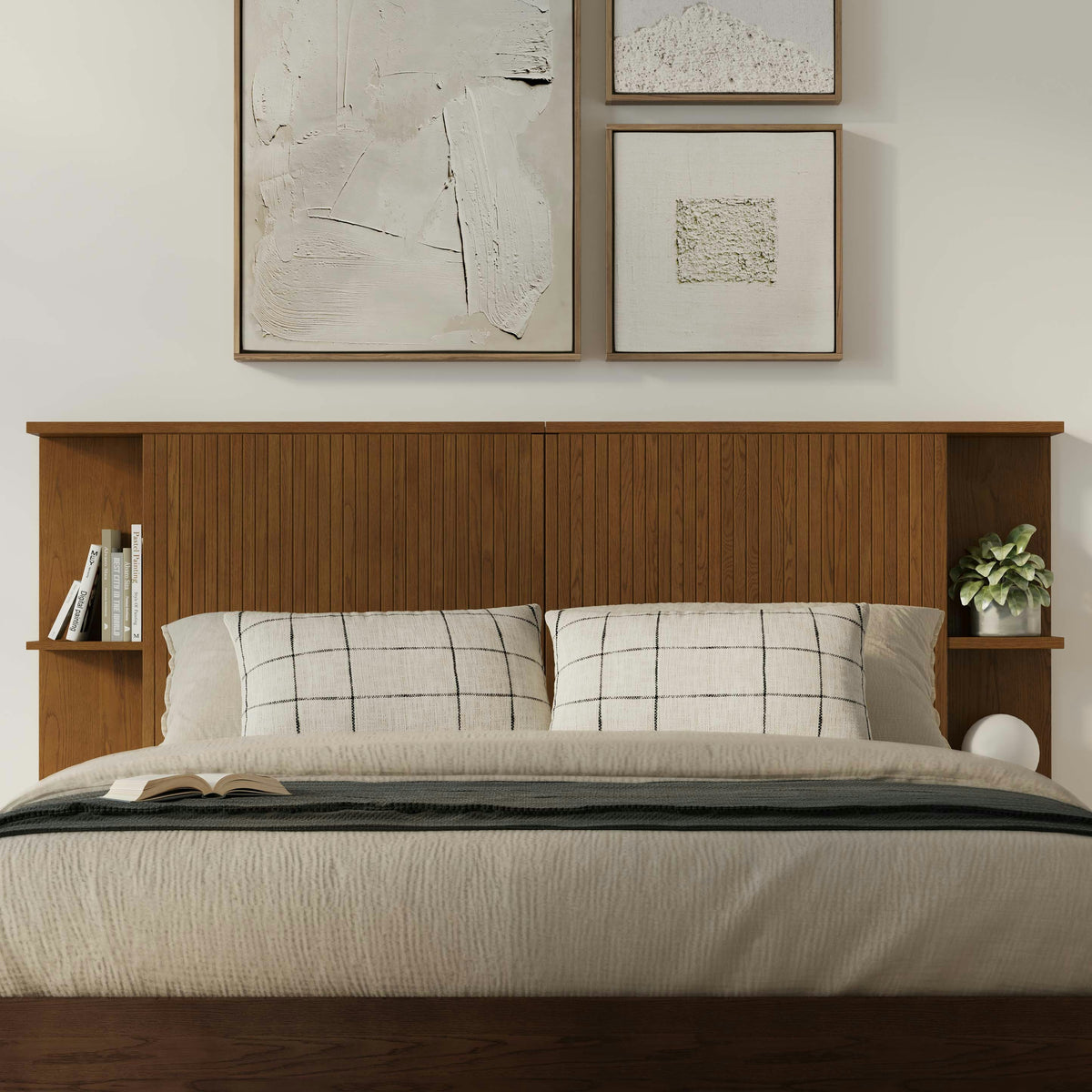 Kouva Queen Storage Headboard - Smoked Oak