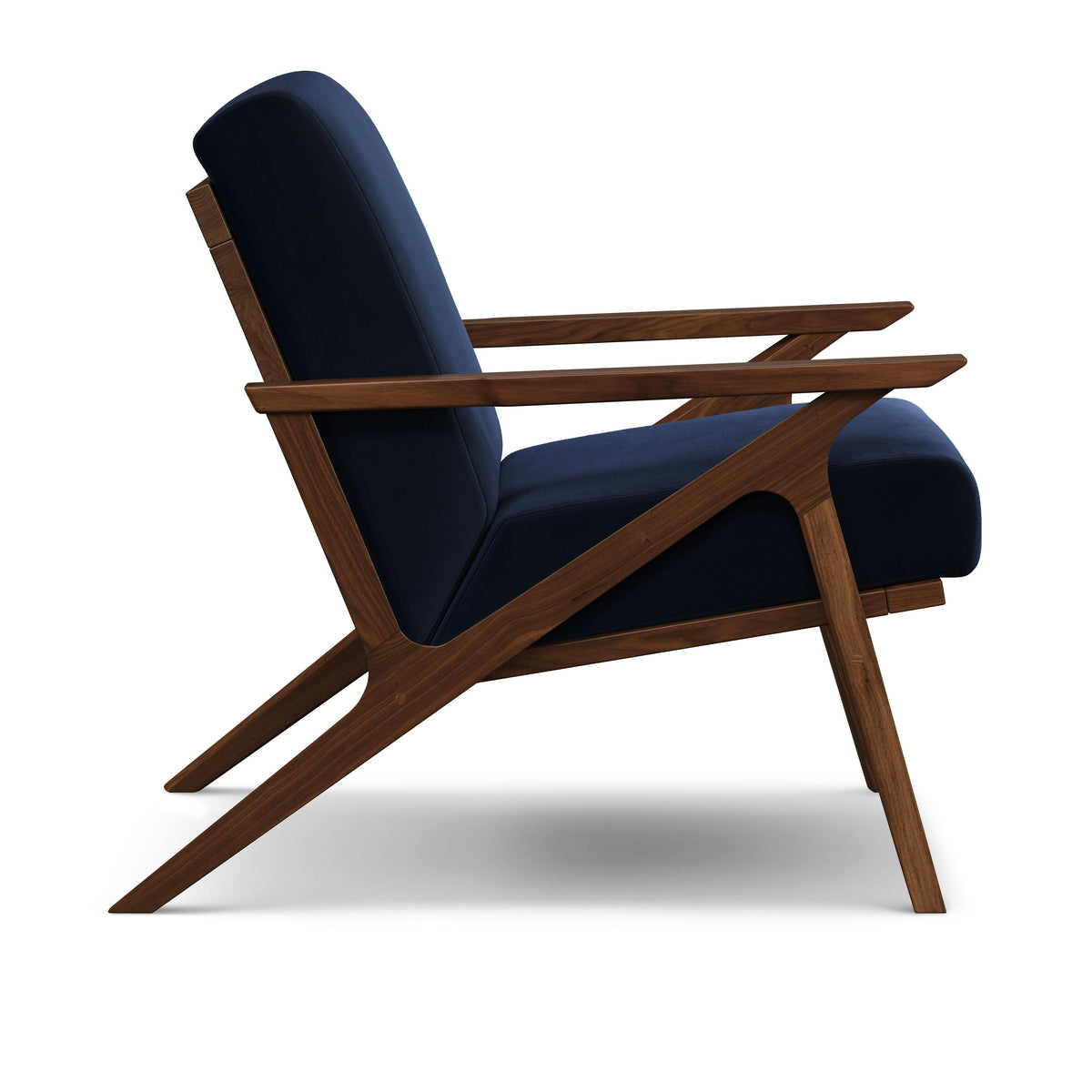 Otio 26" Velvet Lounge Chair - Walnut and Hale Ink