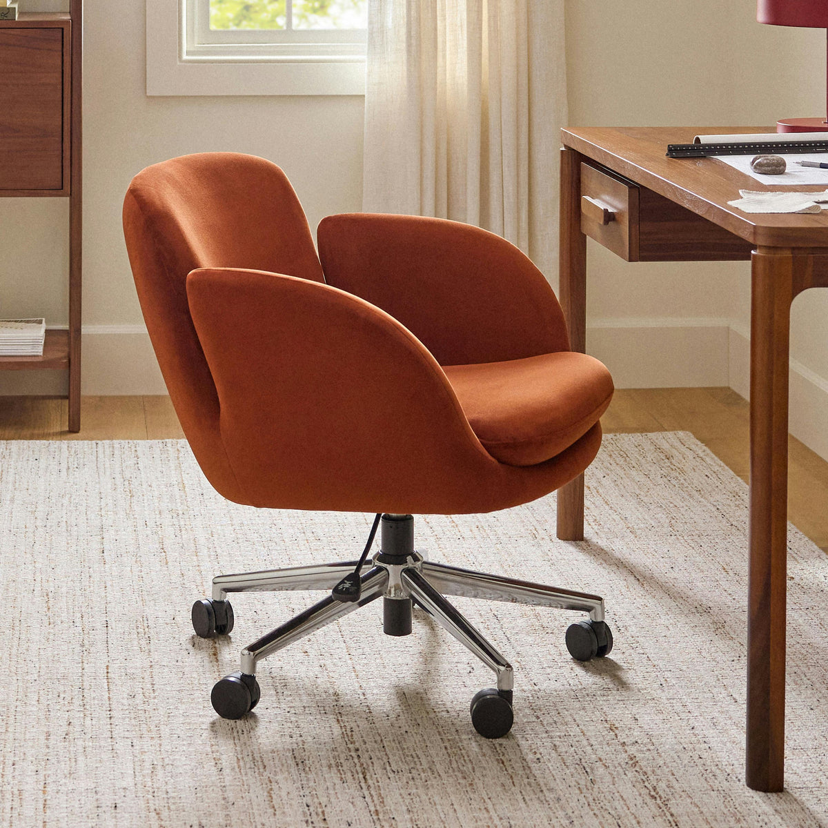 Velvet Office Chair - Hale Rust