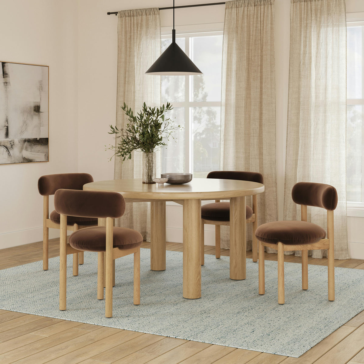 Munk Velvet Dining Chair - White Oak and Hale Earth