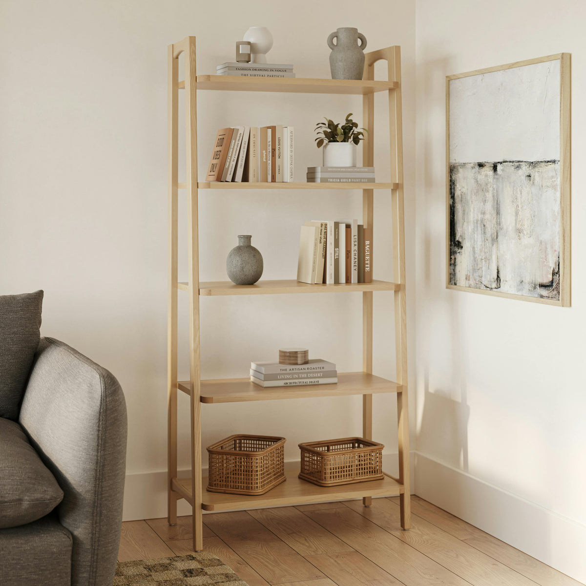 Krossa 32.5" Shelving Unit, Tall - White Oak