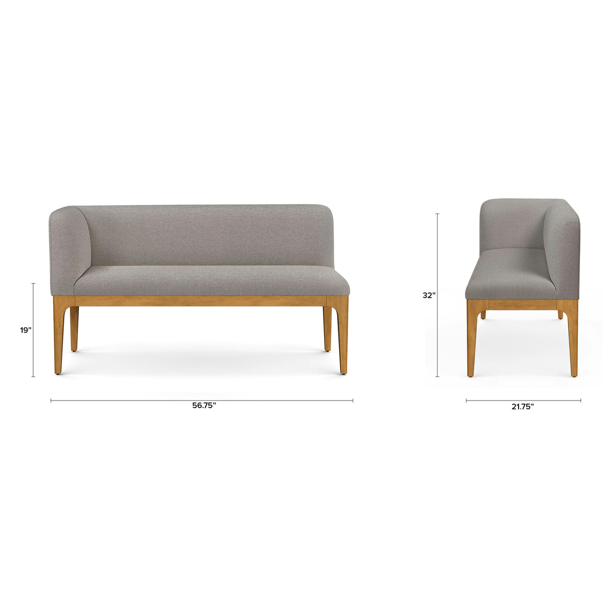 Rosin 56.75" Left Corner Banquette - Smoked Oak and Hestia Gray