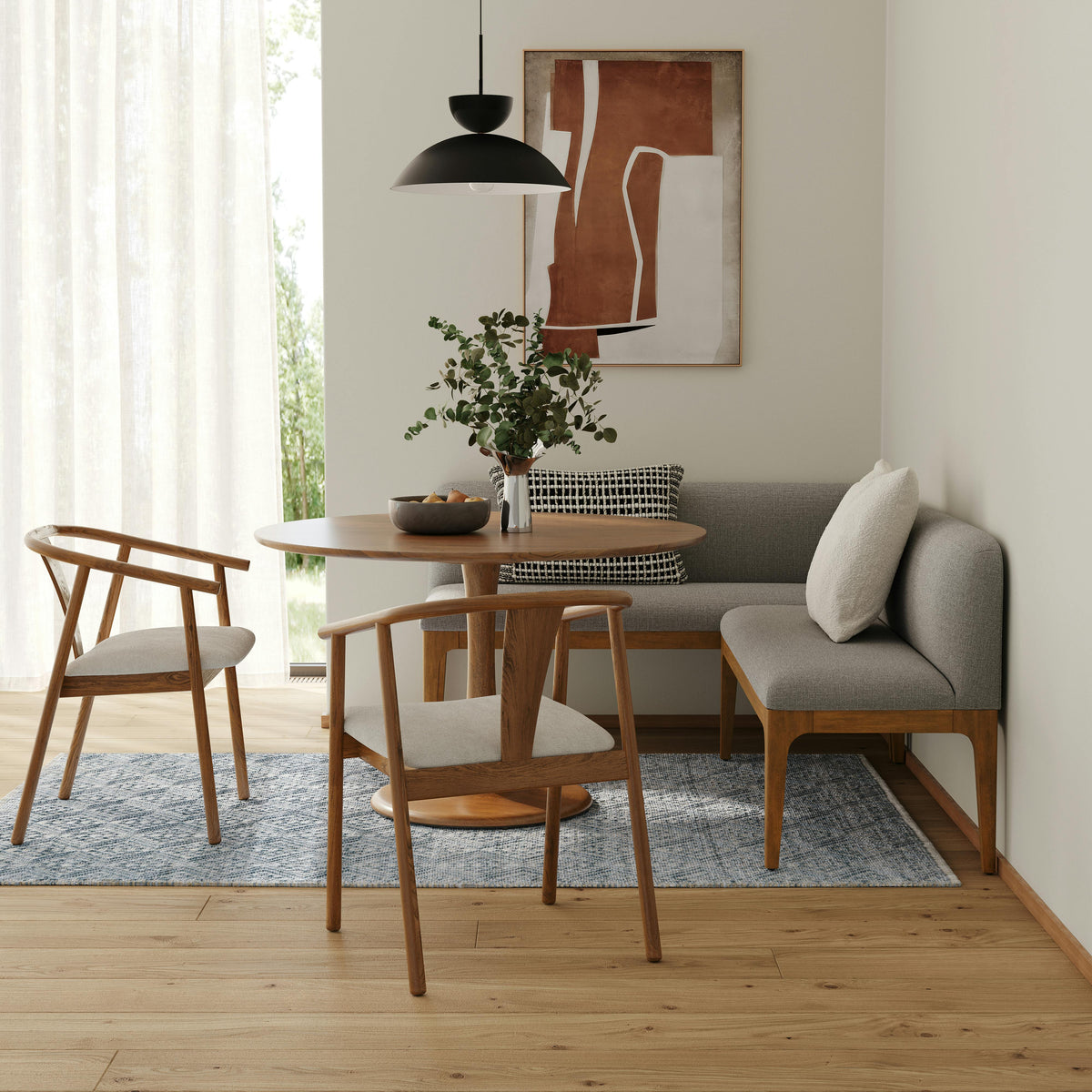 Rosin 53" Armless Banquette - Smoked Oak and Hestia Gray