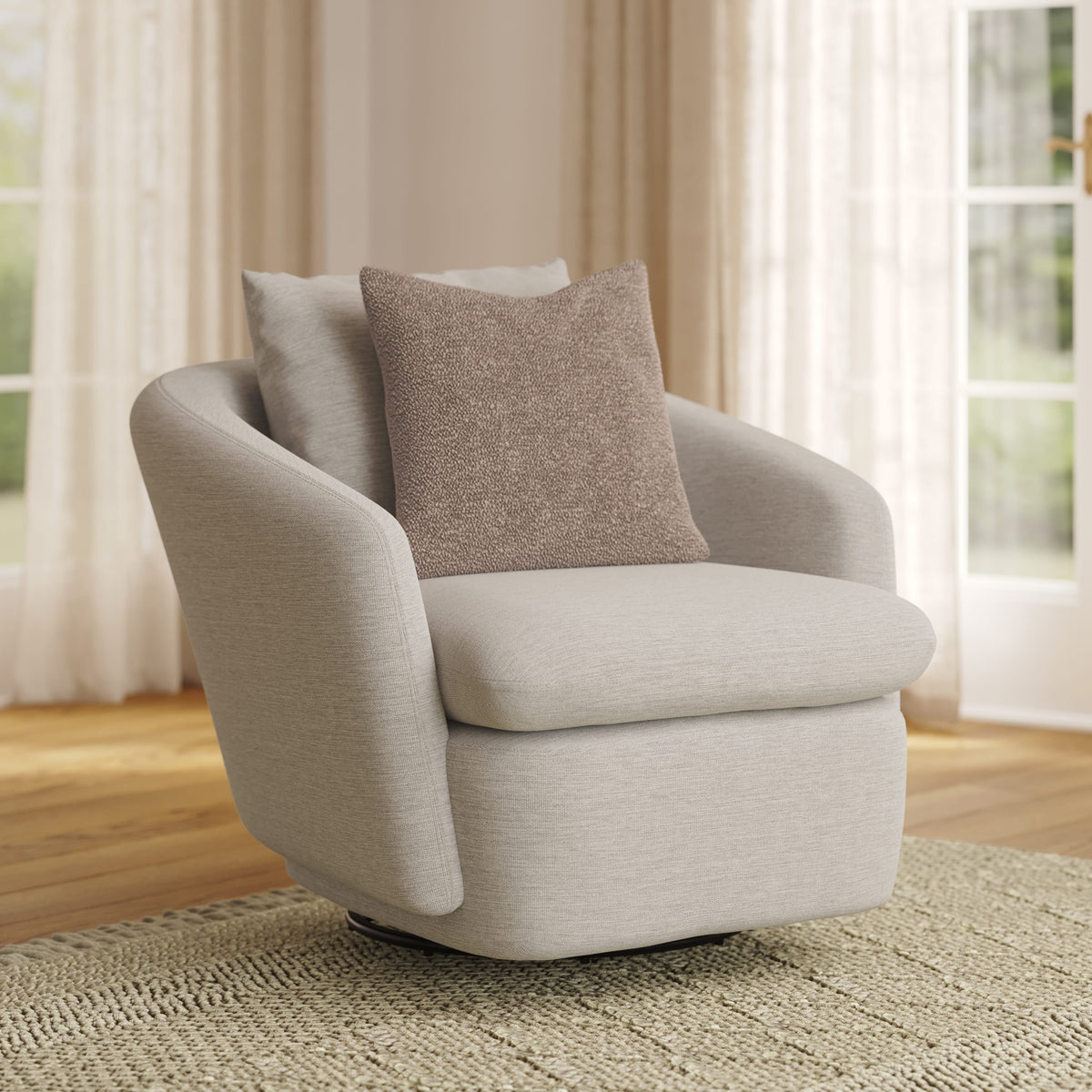 Leigh 33" Swivel Lounge Chair - Silver Ivory