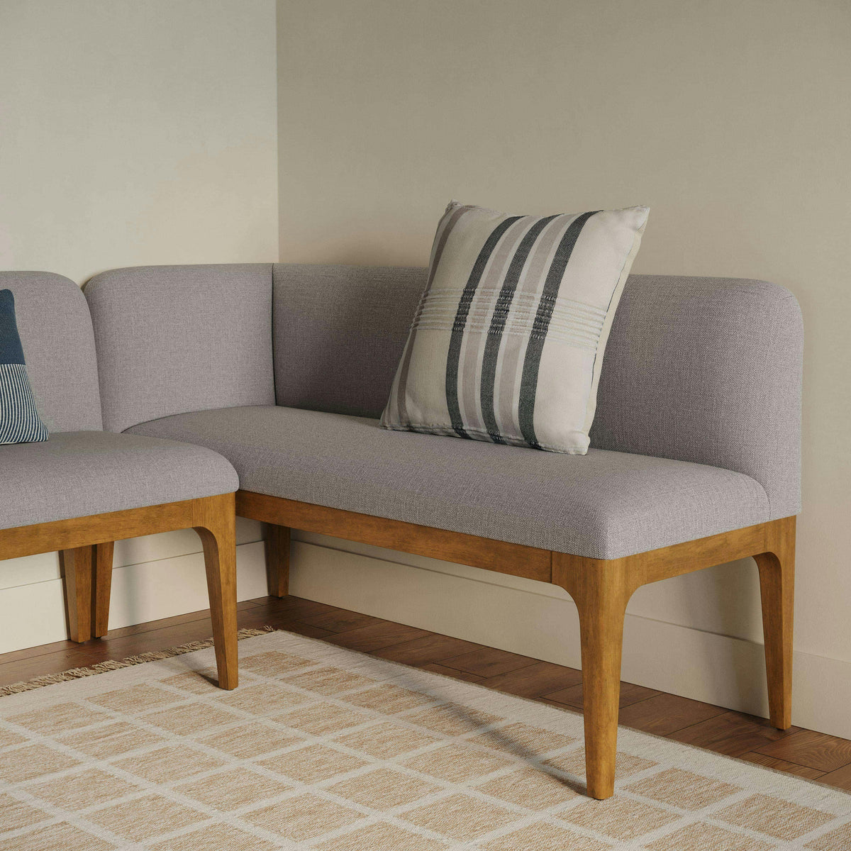 Rosin 56.75" Left Corner Banquette - Smoked Oak and Hestia Gray