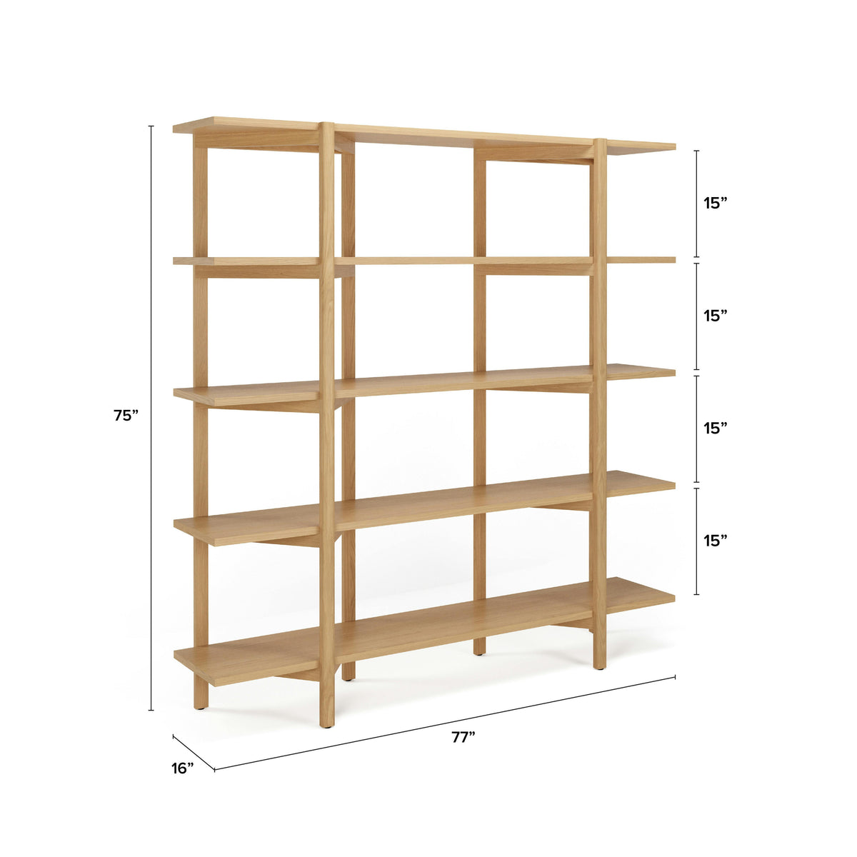 Zander 75" Shelving Unit - White Oak