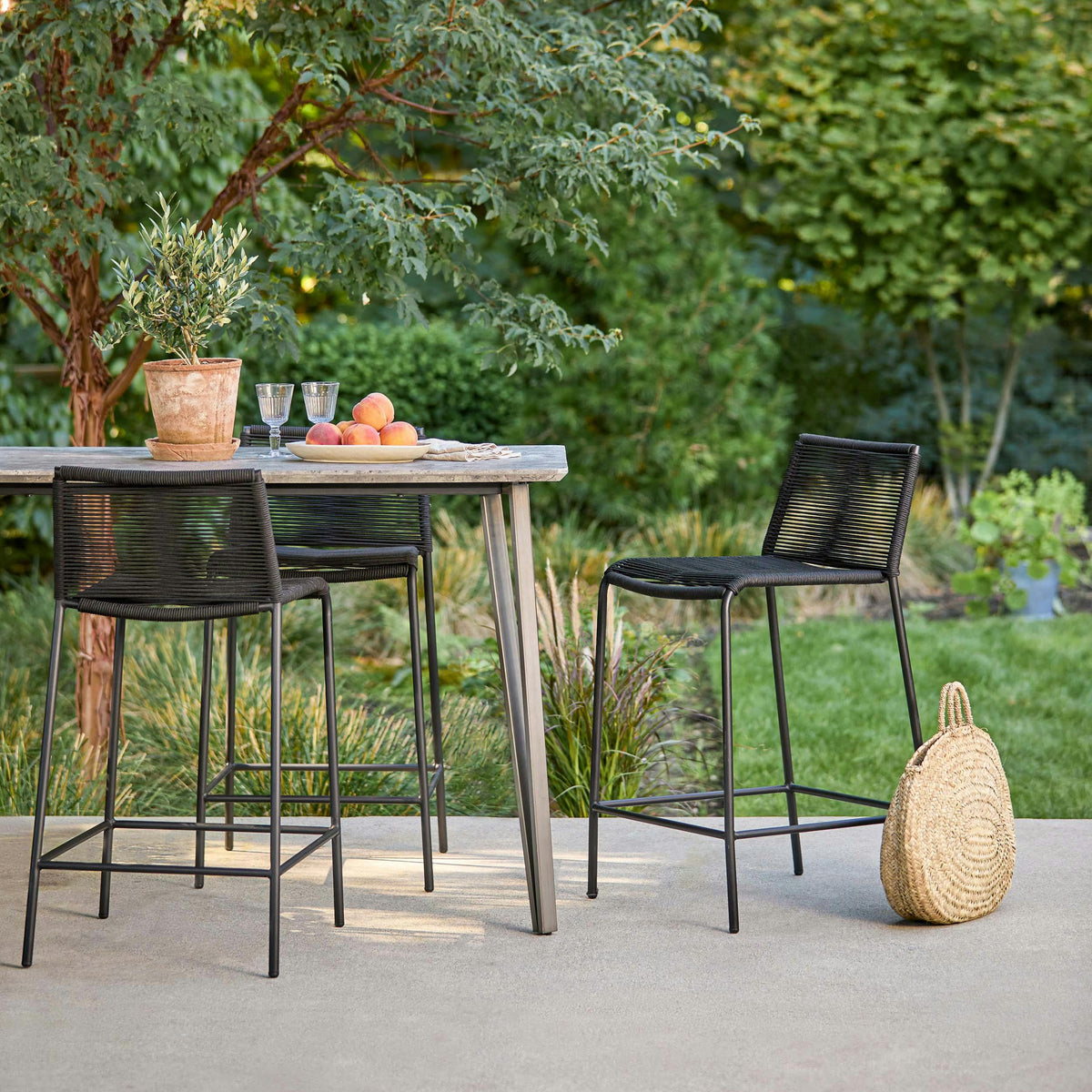 Zina Outdoor Counter Stool - Ember Black