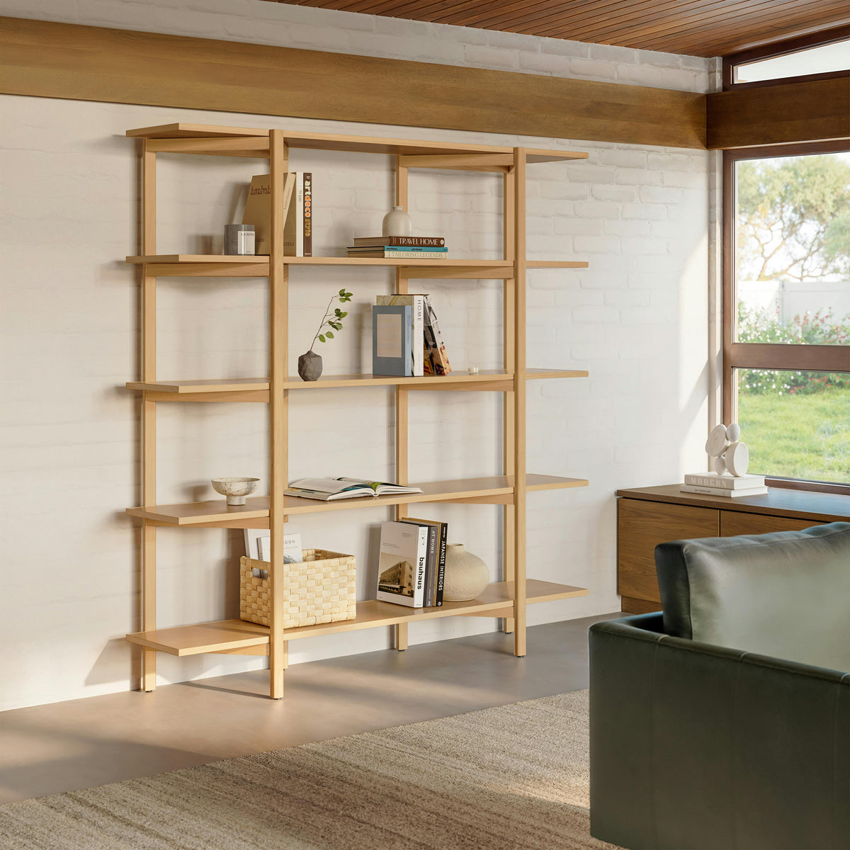Zander 75" Shelving Unit - White Oak