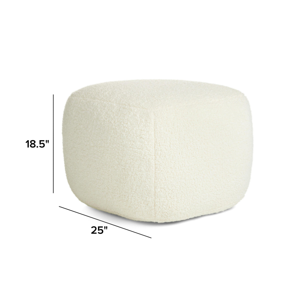 Petter 25" Pouf - Short Shearling White