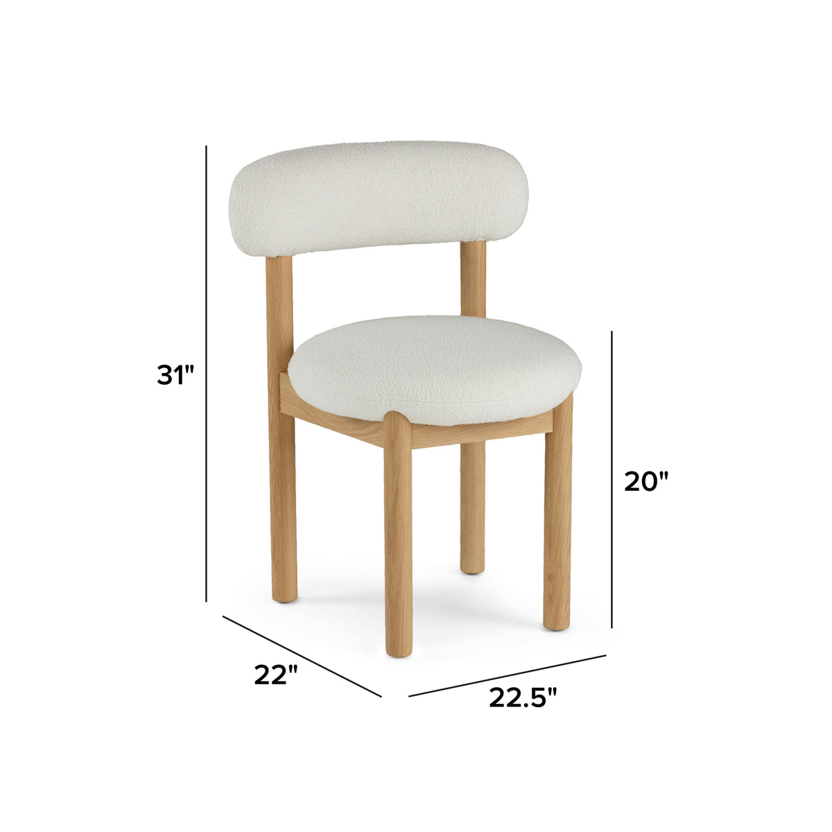 Munk Dining Chair - White Oak and Ivory Wool Bouclé