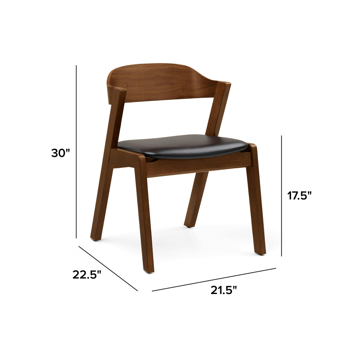 Meja Leather Dining Chair - Walnut and Oxford Black
