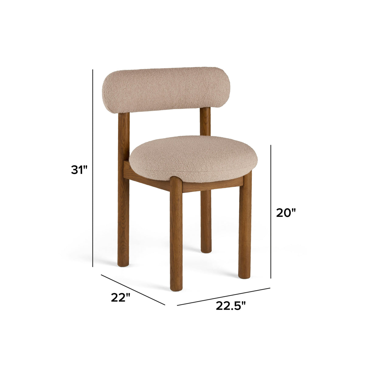 Munk Dining Chair - Smoked Oak and Sandstone Wool Bouclé