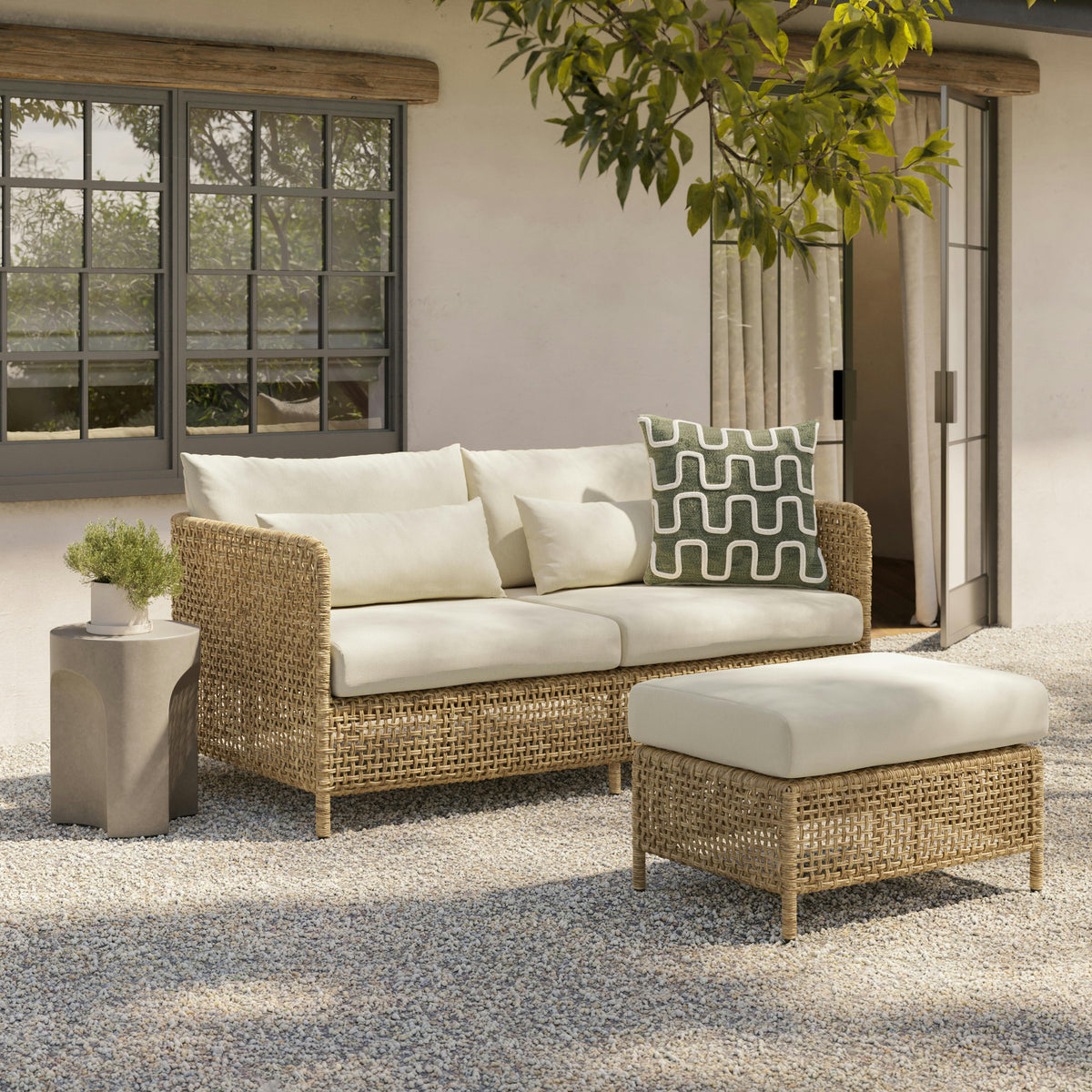 Robbi 67.25" Outdoor Loveseat - Dravite Ivory