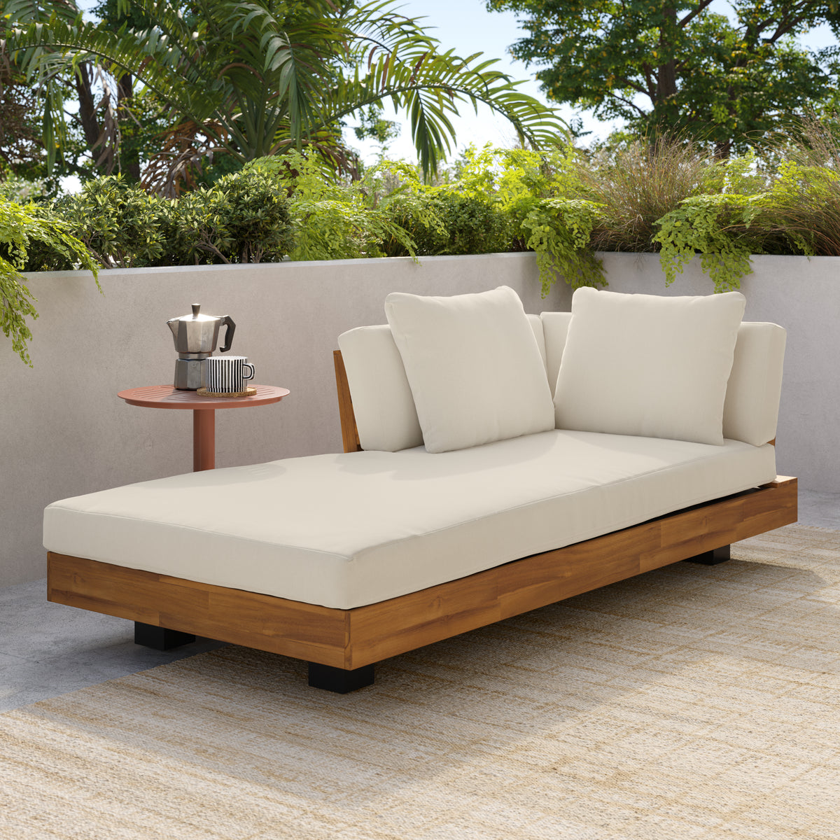 Lubek 69.25" Outdoor Low Left Chaise Lounge - Dravite Ivory