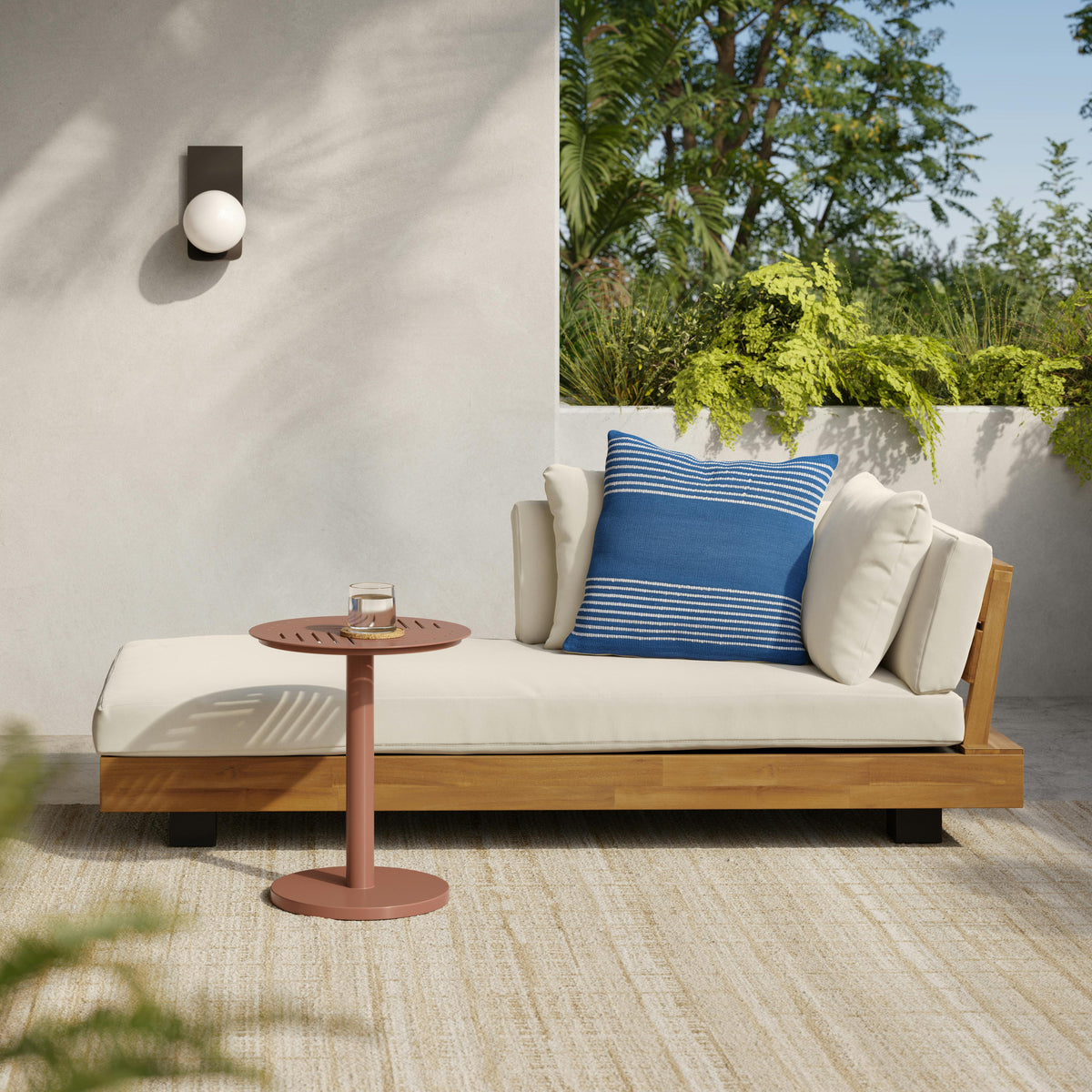 Lubek 69.25" Outdoor Low Left Chaise Lounge - Dravite Ivory