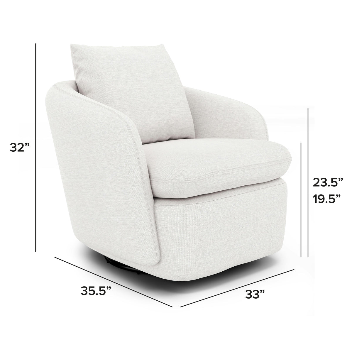 Leigh 33" Swivel Lounge Chair - Silver Ivory