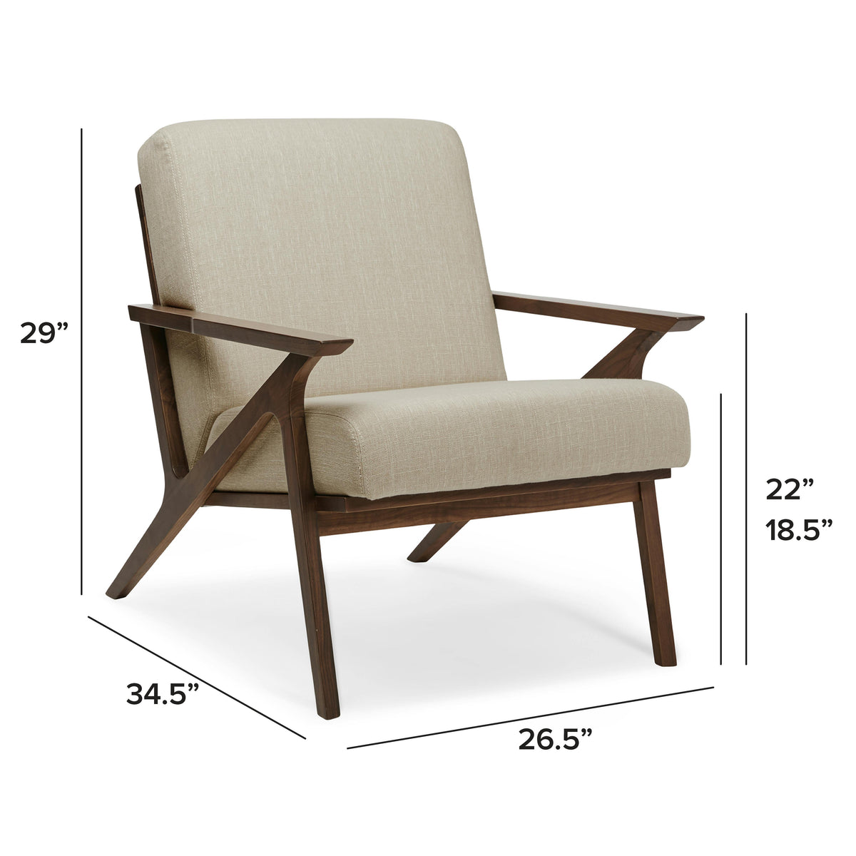 Otio 26" Lounge Chair - Walnut and Welsh Taupe