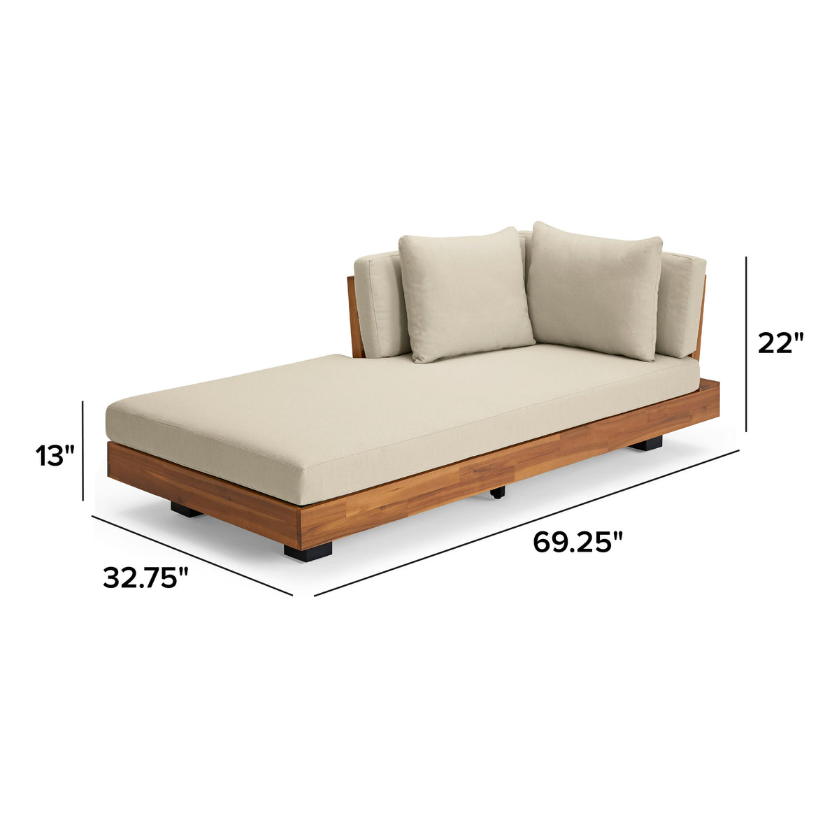 Lubek 69.25" Outdoor Low Left Chaise Lounge - Dravite Ivory