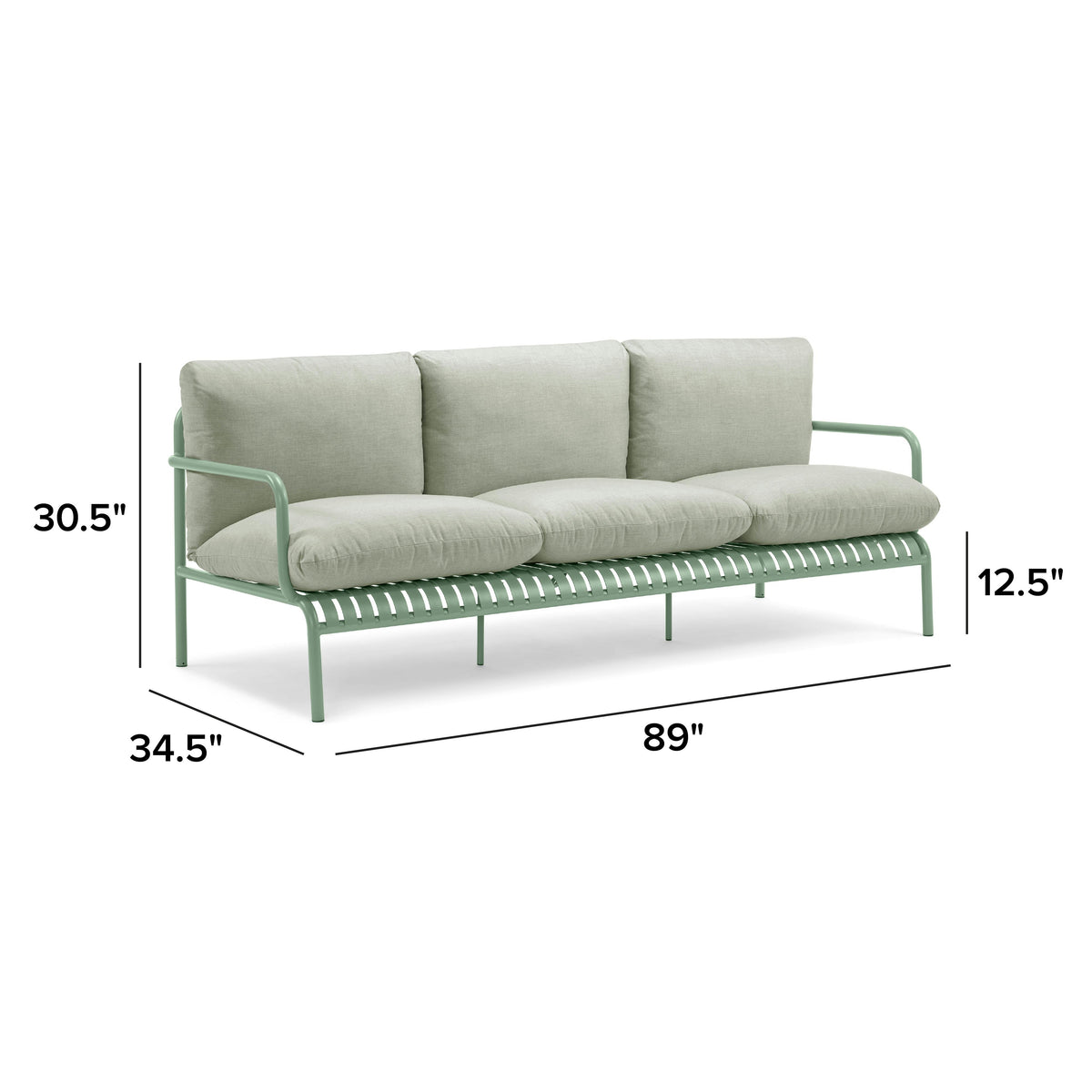 Sarek 89" Outdoor Sofa - Sunbrella® Mint