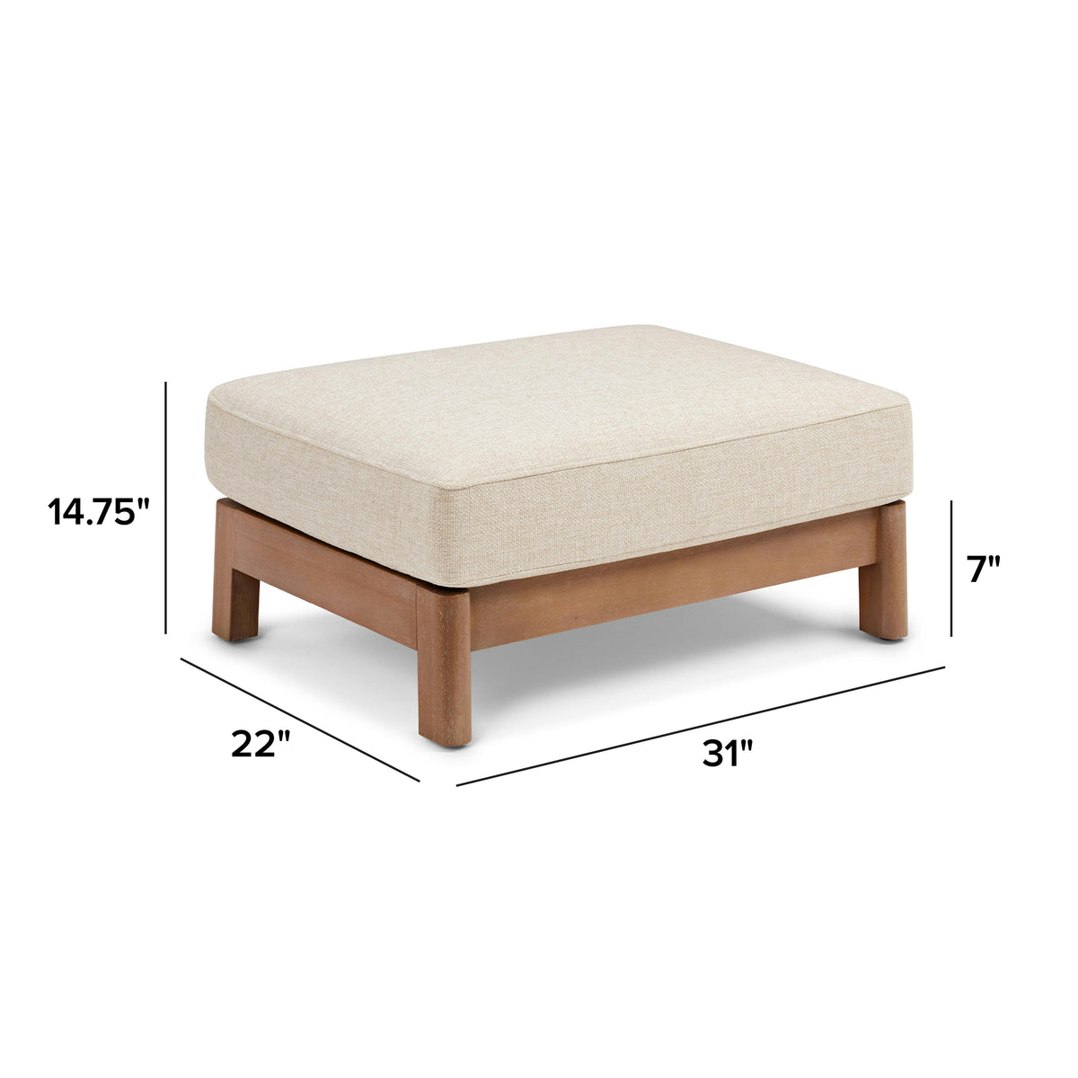 Elise 31" Outdoor Ottoman - Basket Beige