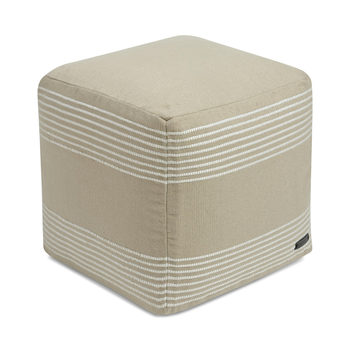 Mika 16" Indoor/Outdoor Pouf - Ridge Taupe