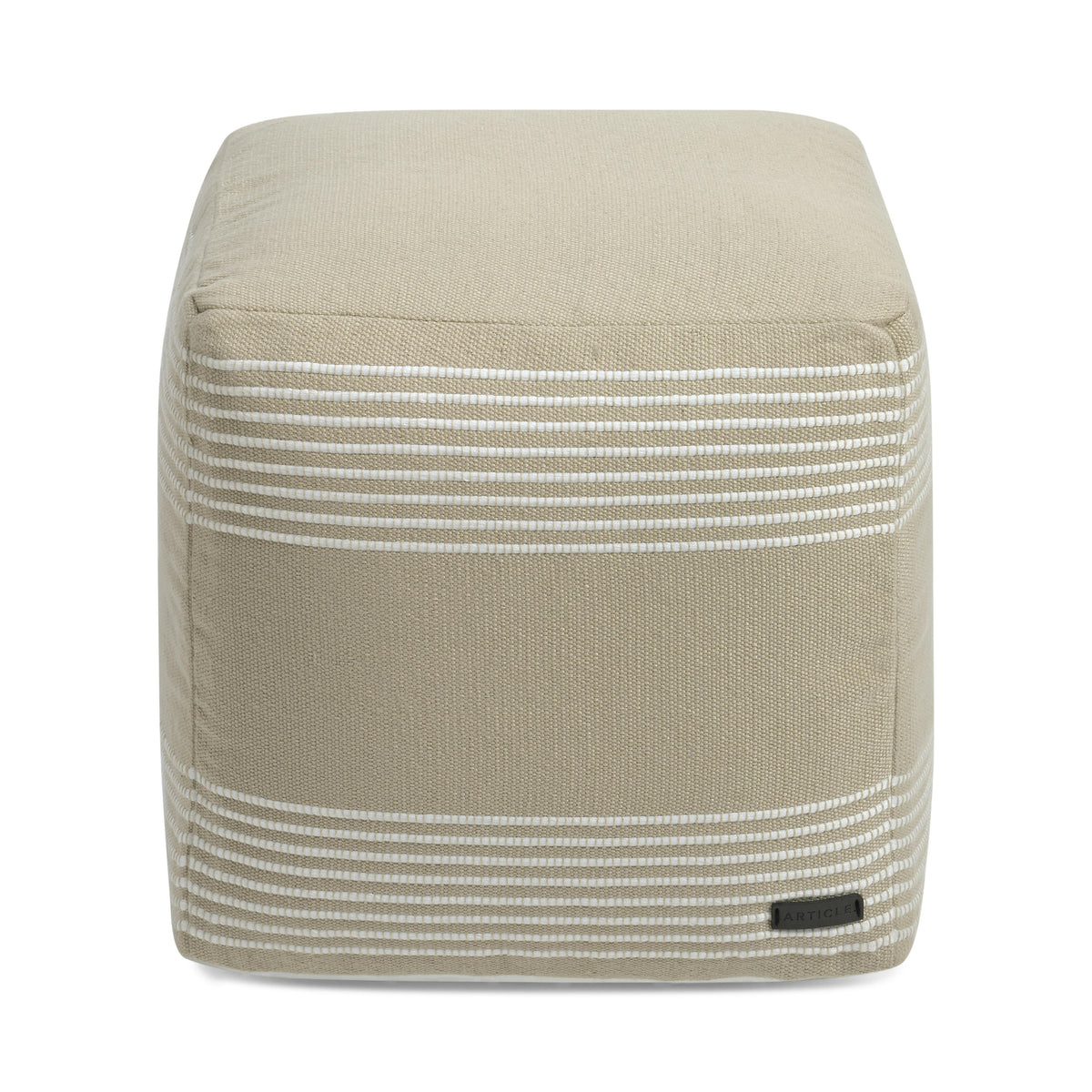 Mika 16" Indoor/Outdoor Pouf - Ridge Taupe
