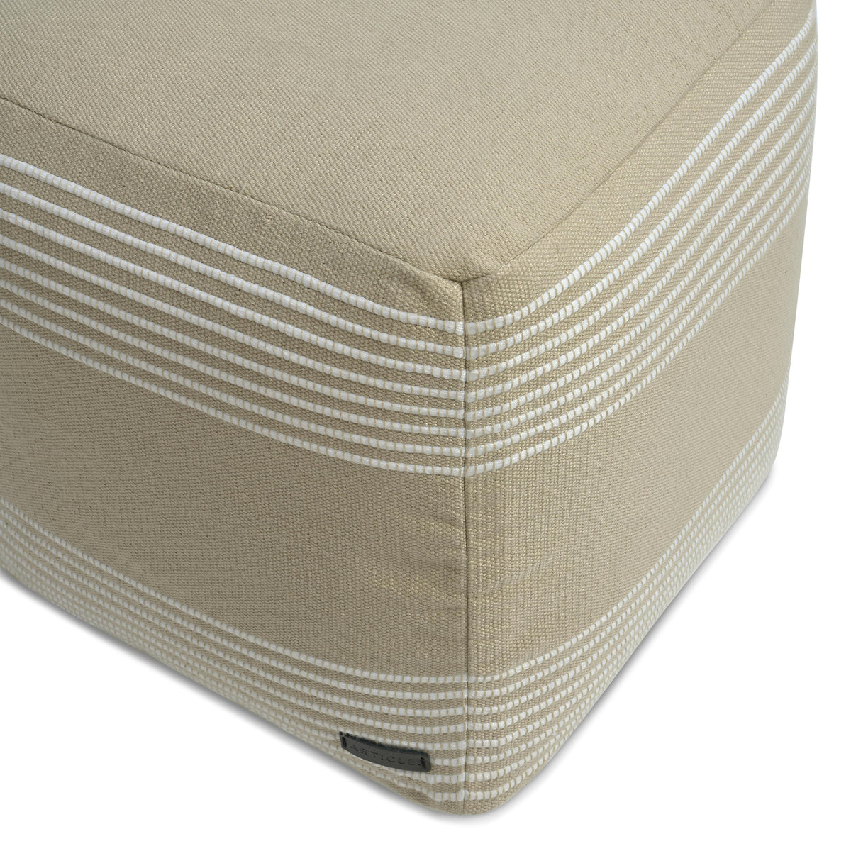 Mika 16" Indoor/Outdoor Pouf - Ridge Taupe