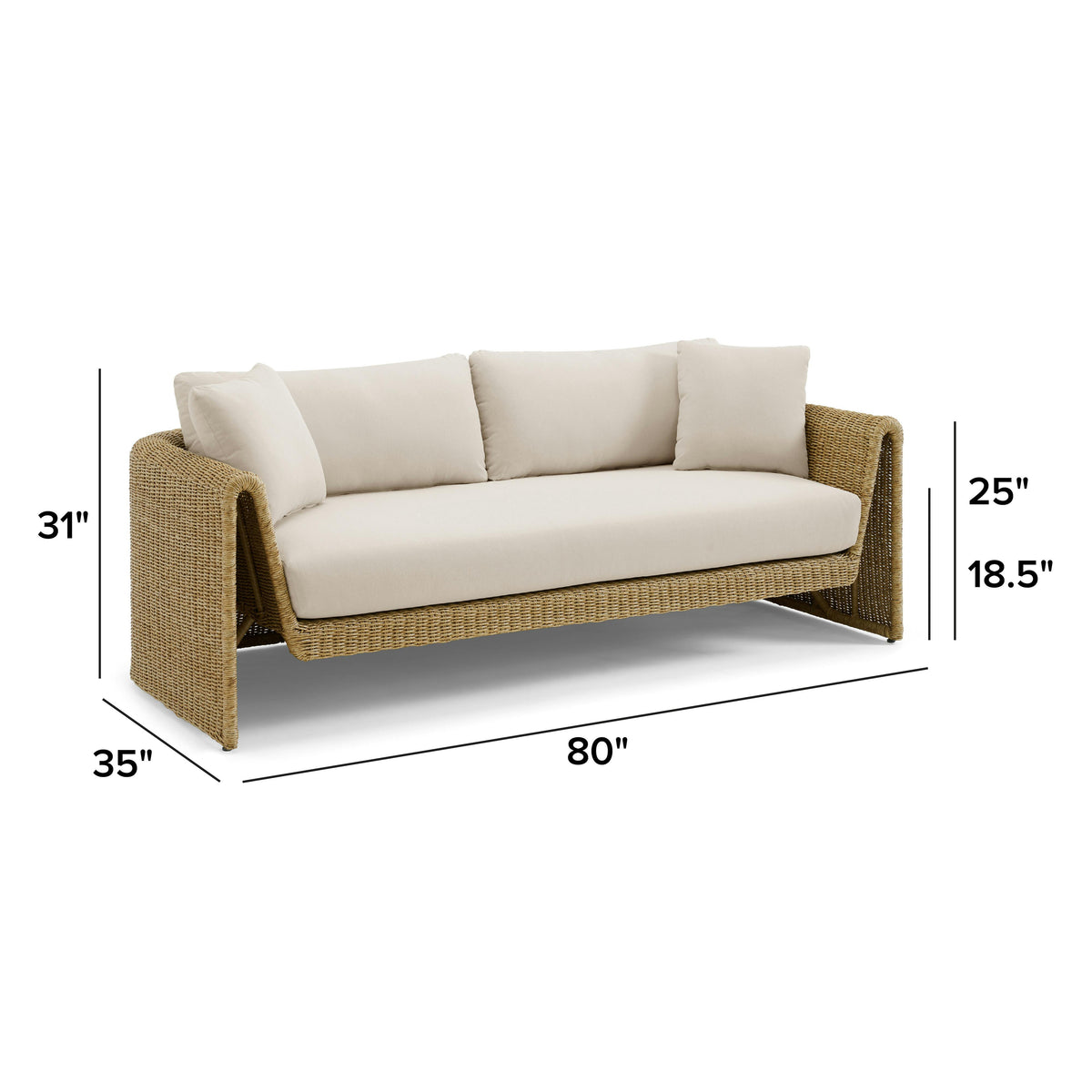 Willa 80" Outdoor Wicker Sofa - Dravite Ivory