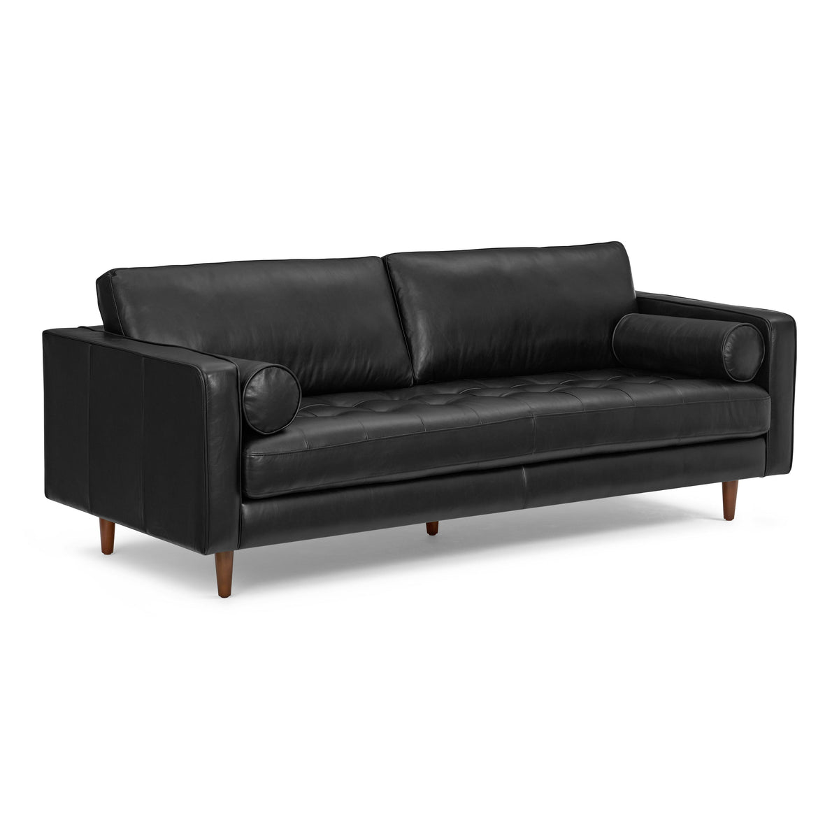 Sven 88" Tufted Leather Sofa - Oxford Black