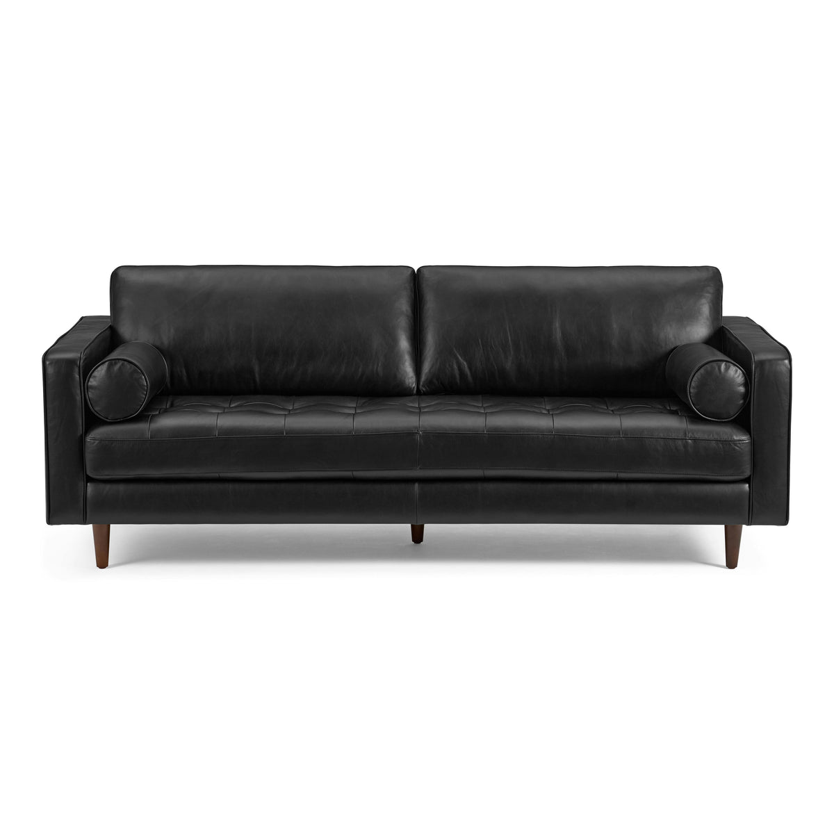 Sven 88" Tufted Leather Sofa - Oxford Black
