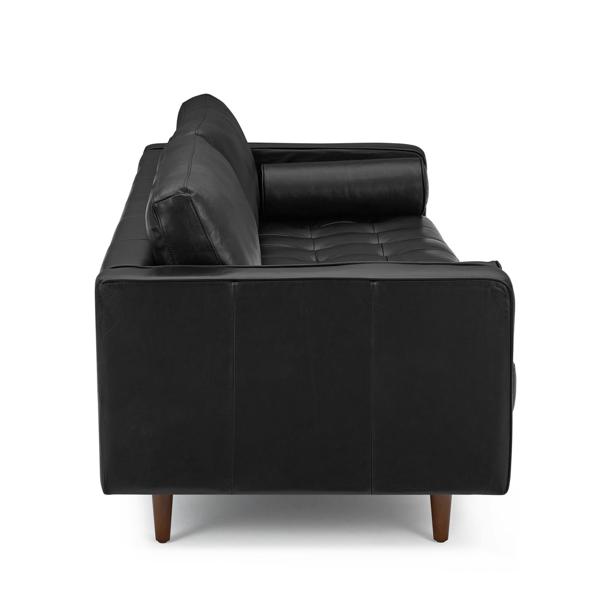 Sven 88" Tufted Leather Sofa - Oxford Black