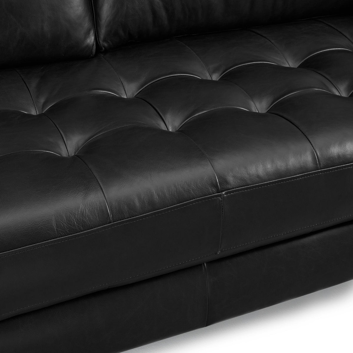 Sven 88" Tufted Leather Sofa - Oxford Black