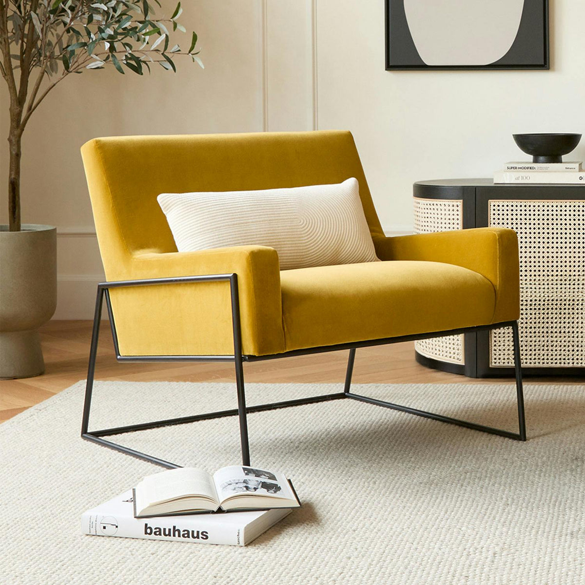 33" Velvet Lounge Chair - Yarrow Gold