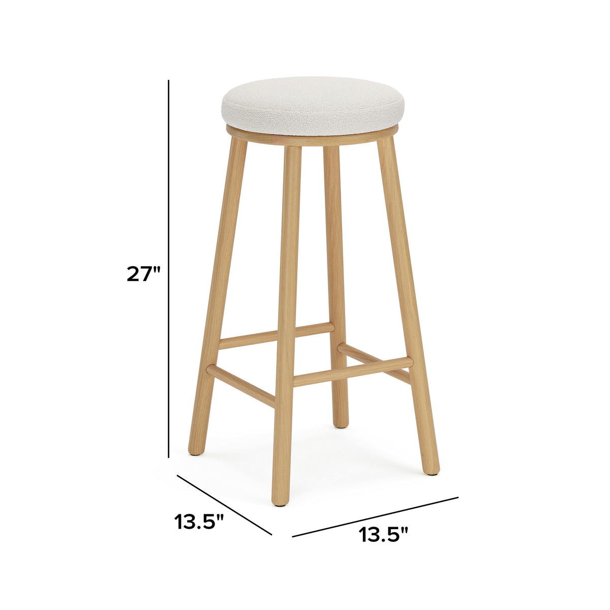 Nurmi Counter Stool - White Oak and Ivory Wool Bouclé
