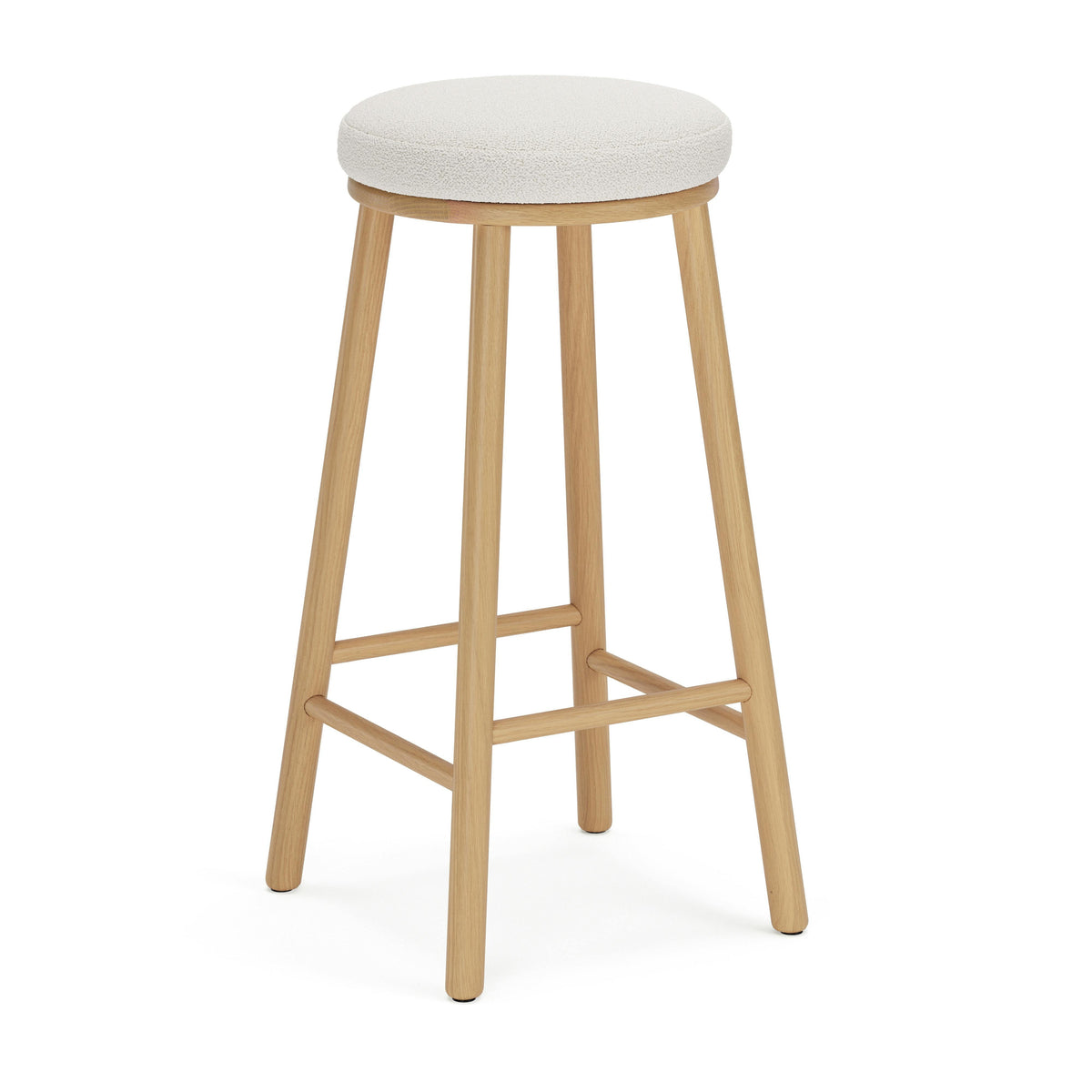 Nurmi Counter Stool - White Oak and Ivory Wool Bouclé