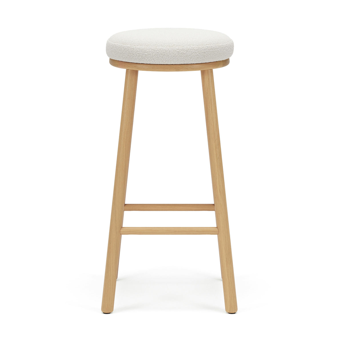 Nurmi Counter Stool - White Oak and Ivory Wool Bouclé