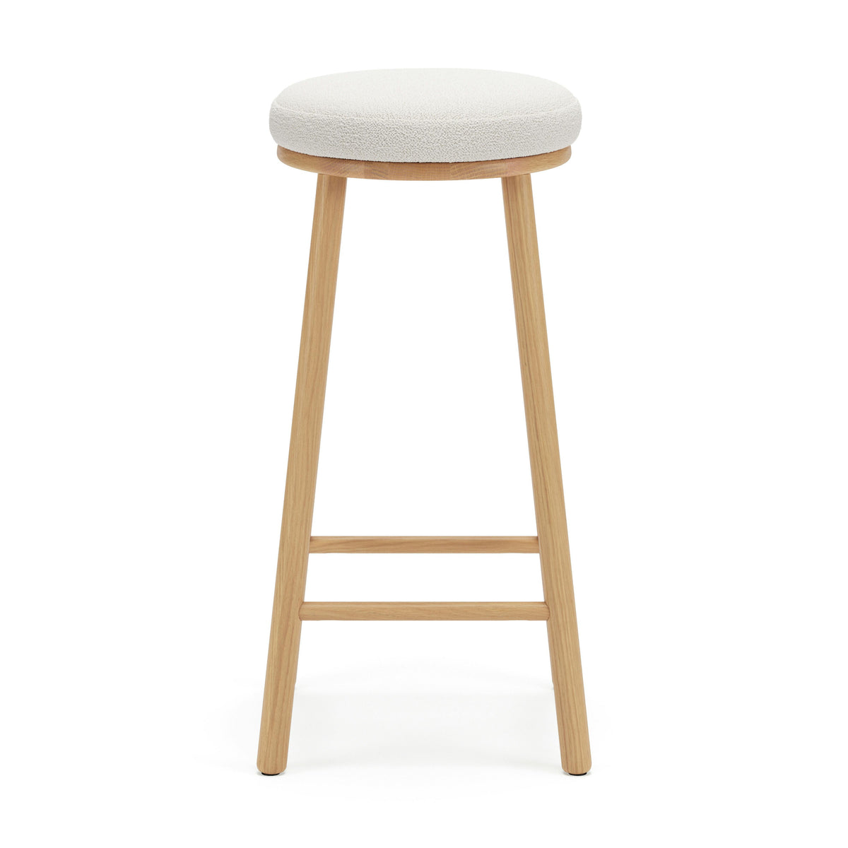 Nurmi Counter Stool - White Oak and Ivory Wool Bouclé