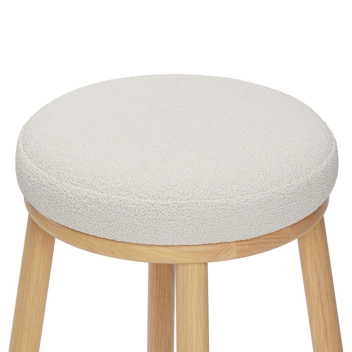 Nurmi Counter Stool - White Oak and Ivory Wool Bouclé